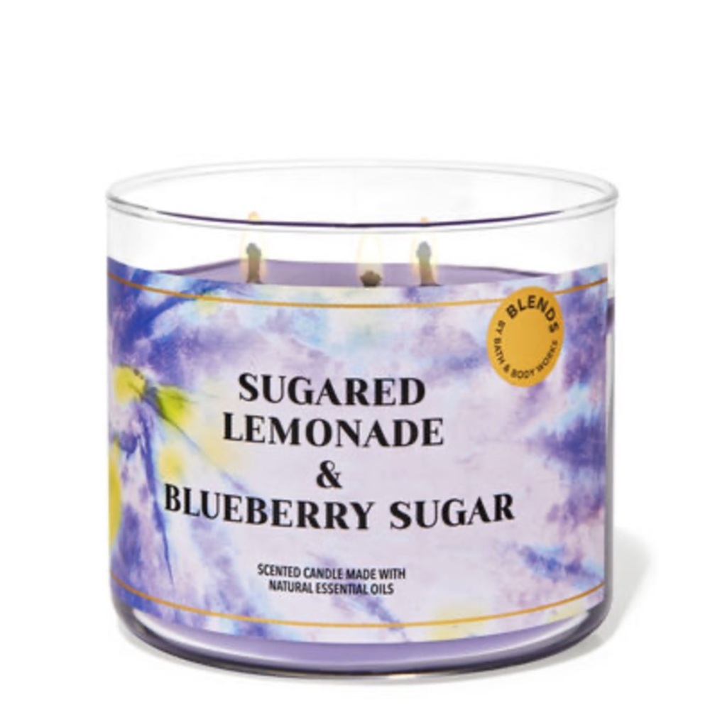 Bath and Body Works Sugared Lemonade & Blueberry 🫐 Sugar Three Wick Candle - Picture 1 of 6